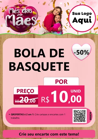 Modelo de Cartaz para Cartaz A4 Vertical com o tema Mês das Mães para Artigos Esportivos
