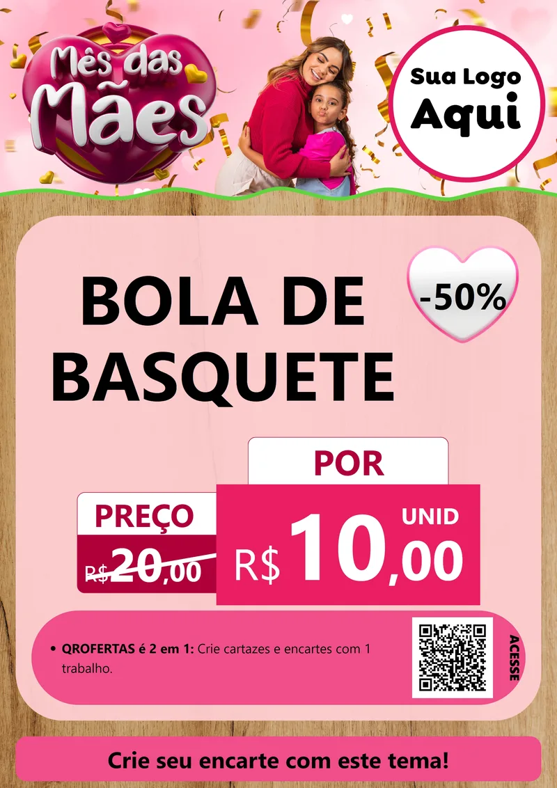 Modelo de Cartaz para Cartaz A4 Vertical com o tema Mês das Mães para Artigos Esportivos