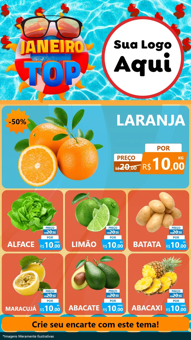 Modelo de Rede Social para Stories com o tema Janeiro Top para Hortifrúti