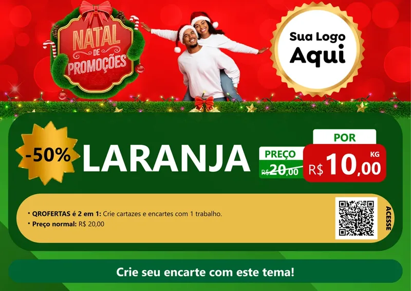 Modelo de Cartaz para Cartaz A4 Horizontal com o tema Natal de Promoções para Hortifrúti