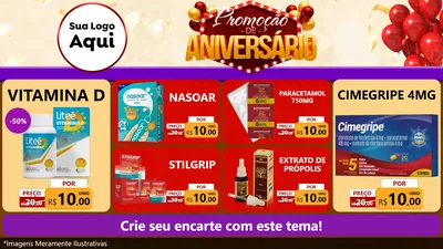 Modelo de TV para TV Horizontal com o tema Promoção de Aniversário para Farmácia