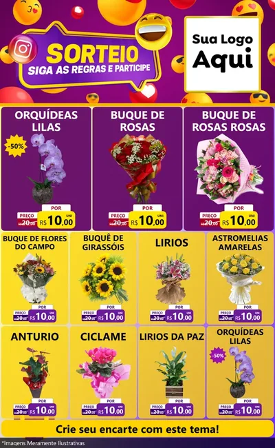 Modelo de Encarte para Encarte Grande com o tema Sorteio para Floricultura e jardim