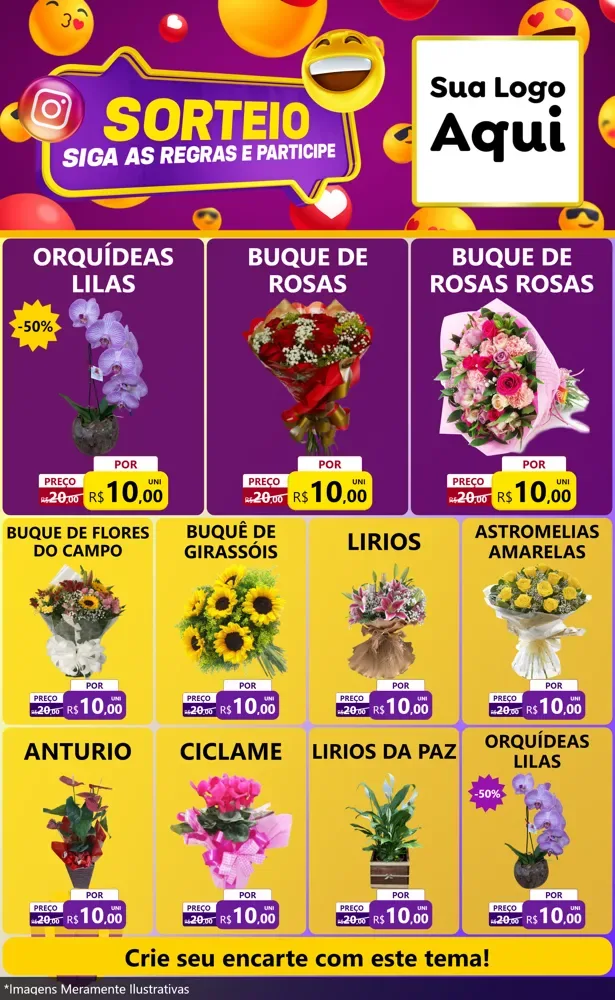Modelo de Encarte para Encarte Grande com o tema Sorteio para Floricultura e jardim
