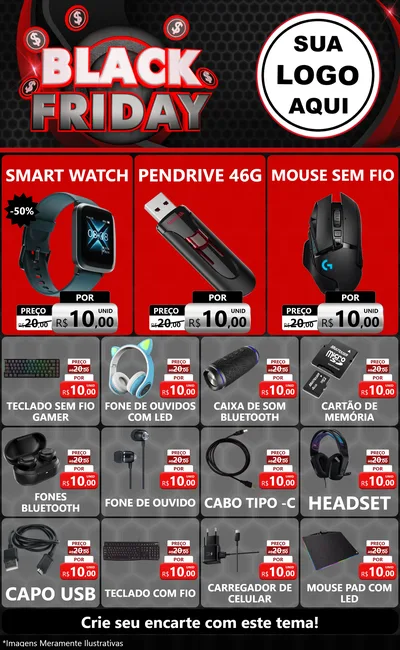 Modelo de Encarte para Encarte Grande com o tema Black Friday para Informática