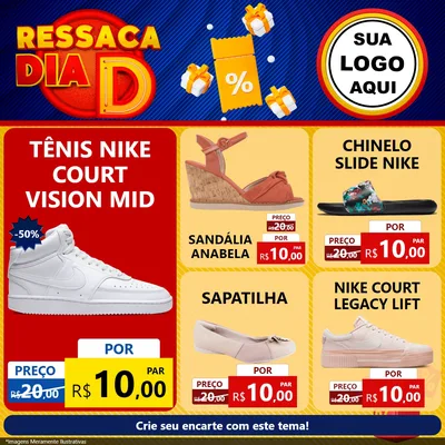 Modelo de Rede Social para Feed Facebook com o tema Ressaca Dia D para Calçados