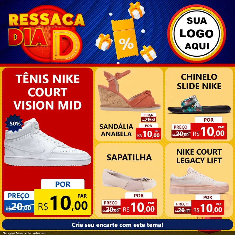 Modelo de Rede Social para Feed Facebook com o tema Ressaca Dia D para Calçados