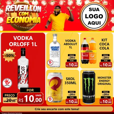 Modelo de Rede Social para Feed Facebook com o tema Réveillon com Economia para Distribuidora de bebidas