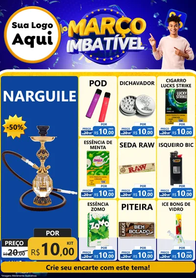 Modelo de Encarte para Encarte A4 Vertical com o tema Março Imbatível para Tabacaria