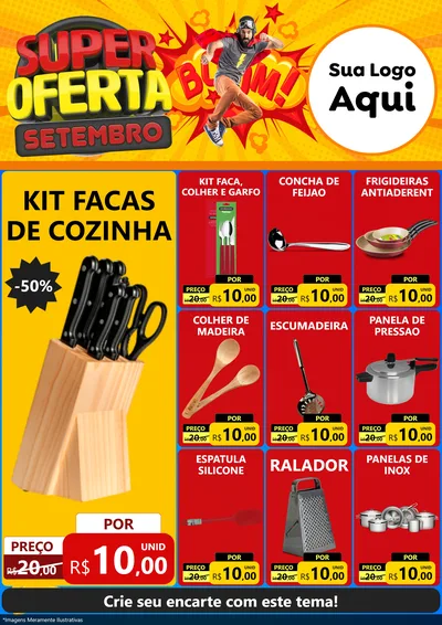 Modelo de Encarte para Encarte A4 Vertical com o tema Super Oferta Setembro para Utilidades Domésticas