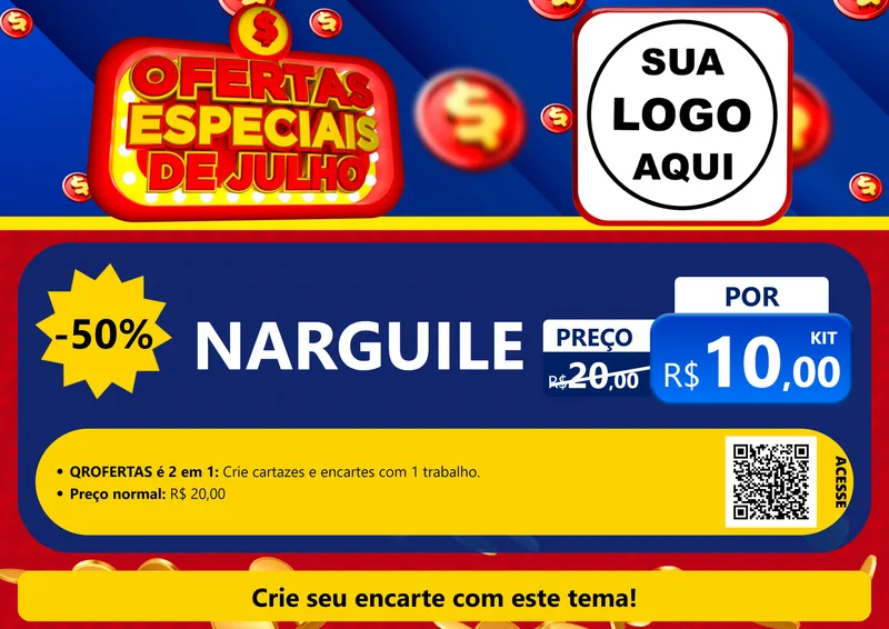 Modelo de Cartaz para Cartaz A4 Horizontal com o tema Ofertas Especiais de Julho para Tabacaria