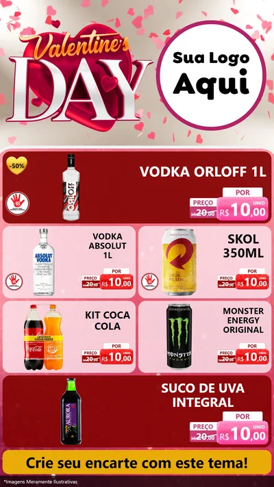 Modelo de TV para TV Vertical com o tema Valentine's Day para Distribuidora de bebidas