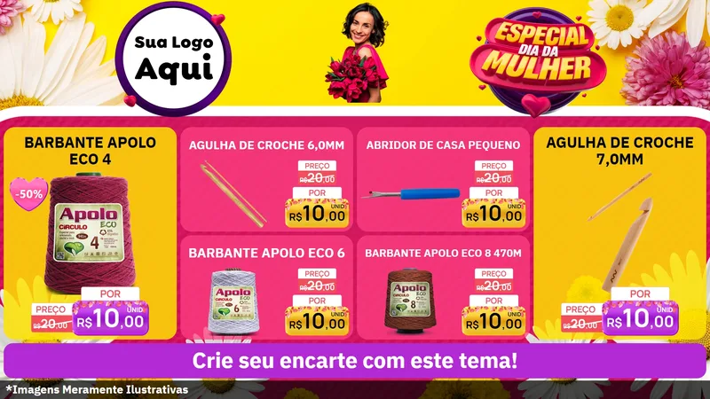 Modelo de TV para TV Horizontal com o tema Especial Dia da Mulher para Armarinho e Aviamentos