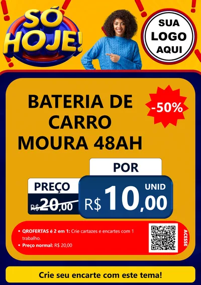 Modelo de Cartaz para Cartaz A4 Vertical com o tema Só Hoje! para Baterias Elétricas
