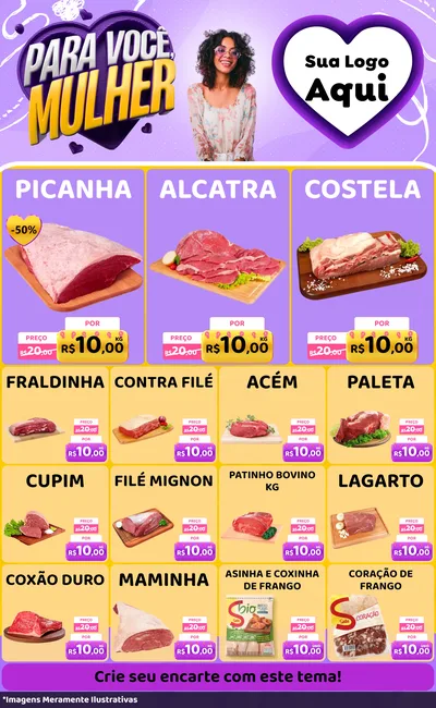 Modelo de Encarte para Encarte Grande com o tema Para Você, Mulher para Açougue
