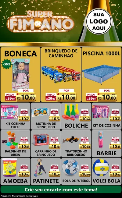 Modelo de Encarte para Encarte Grande com o tema Super Fim de Ano para Brinquedos