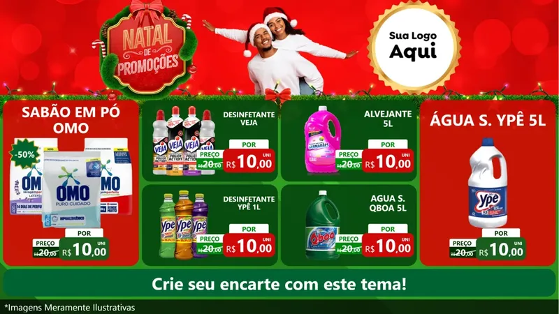 Modelo de TV para TV Horizontal com o tema Natal de Promoções para Produtos de Limpeza