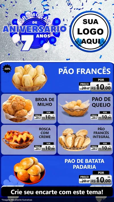 Modelo de TV para TV Vertical com o tema Promoção de Aniversário - 7 Anos para Padaria