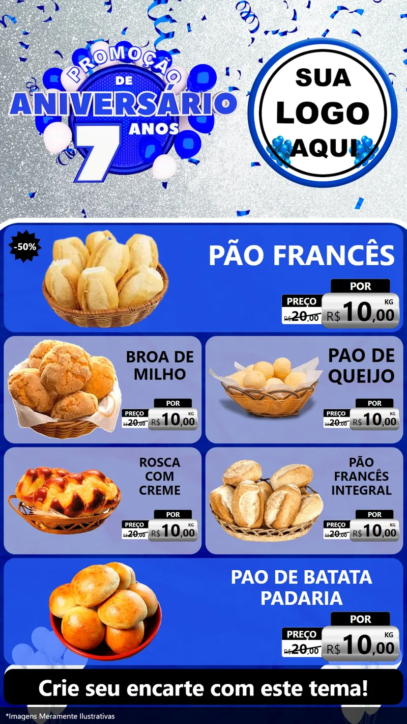 Modelo de TV para TV Vertical com o tema Promoção de Aniversário - 7 Anos para Padaria