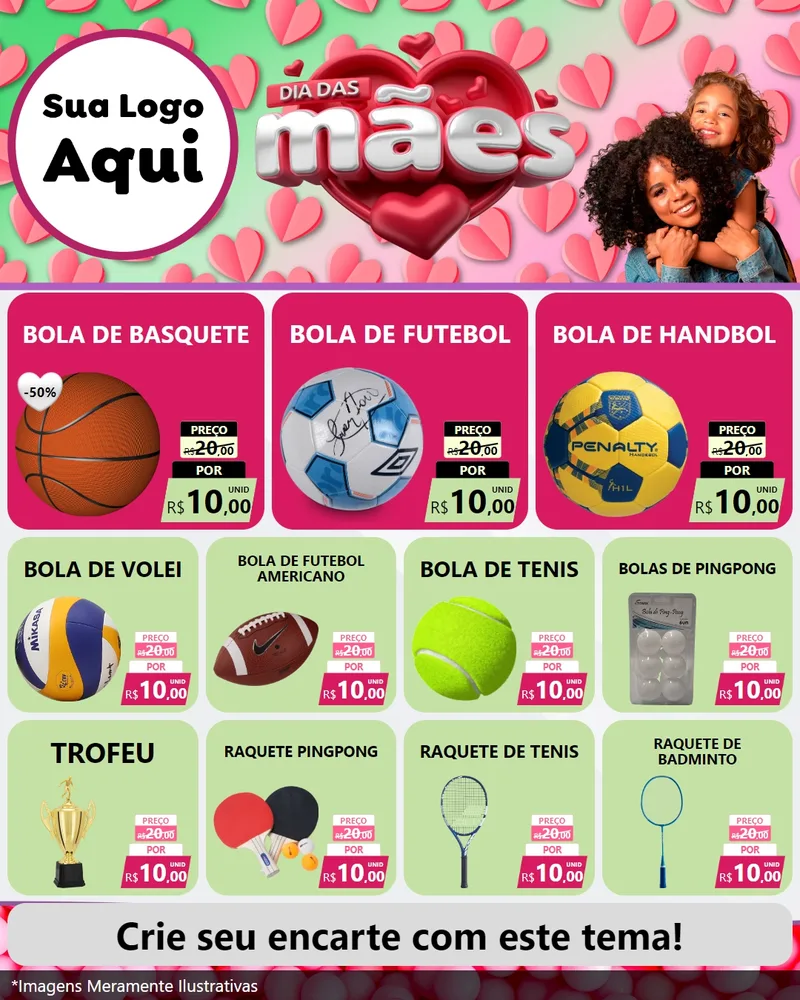 Modelo de Rede Social para Feed Instagram com o tema Dia das Mães para Artigos Esportivos