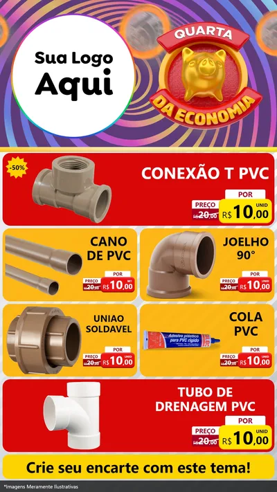 Modelo de TV para TV Vertical com o tema Quarta da Economia para Tubos e conexões
