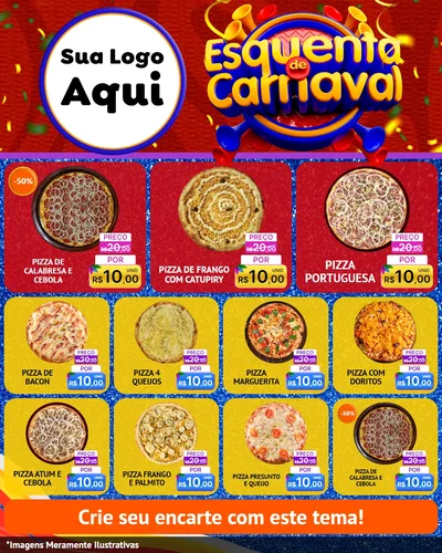 Modelo de Rede Social para Feed Instagram com o tema Esquenta de Carnaval para Pizzaria