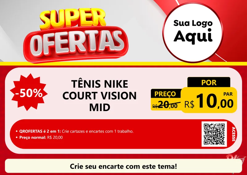 Modelo de Cartaz para Cartaz A4 Horizontal com o tema Super Ofertas para Calçados