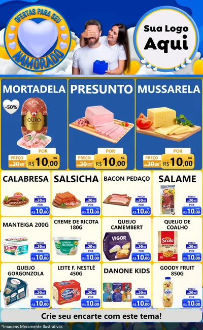Modelo de Encarte para Encarte Grande com o tema Ofertas Para Seu Namorado para Frios e Laticínios