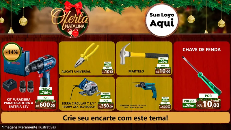 Modelo de TV para TV Horizontal com o tema Ofertas Natalina para Maquinas e Ferramentas