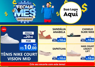 Modelo de Encarte para Encarte A4 Horizontal com o tema Operação Fecha Mês Setembro para Calçados