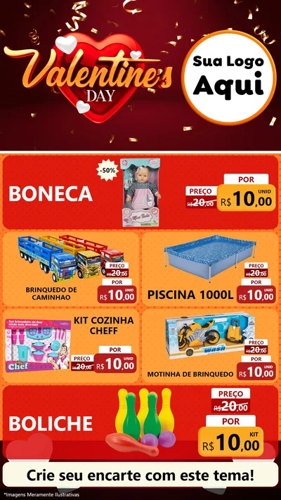Modelo de TV para TV Vertical com o tema Valentine's Day para Brinquedos