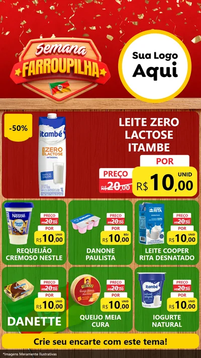 Modelo de Rede Social para Stories com o tema Semana Farroupilha para Frios e Laticínios
