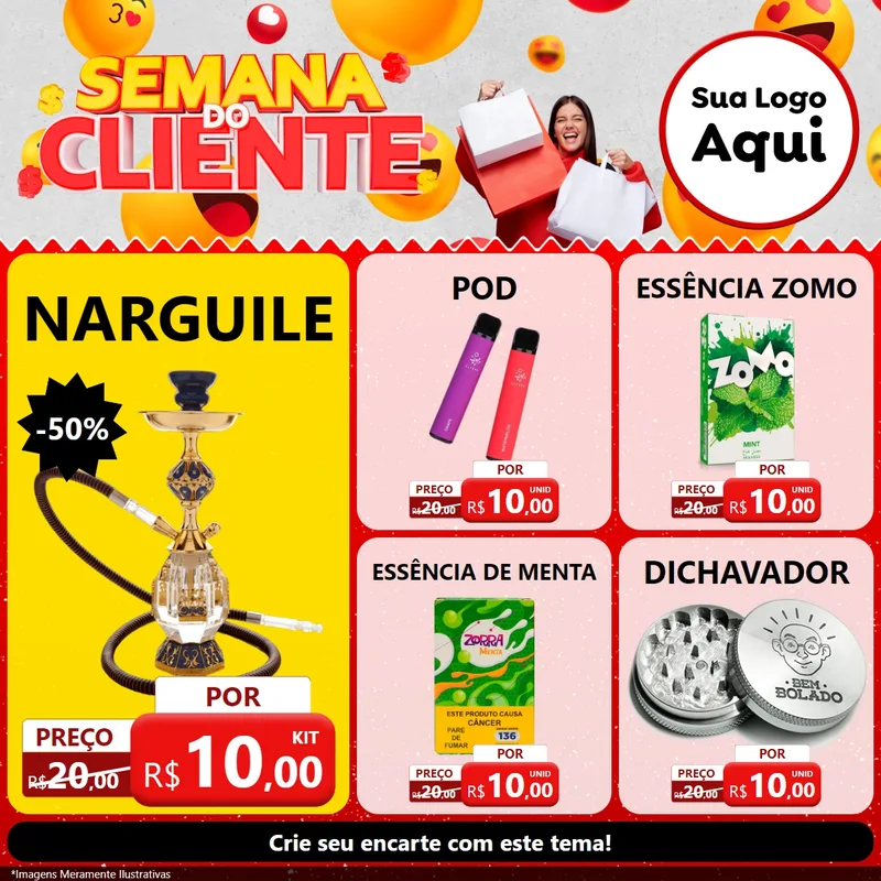 Modelo de Rede Social para Feed Facebook com o tema Semana do Cliente para Tabacaria