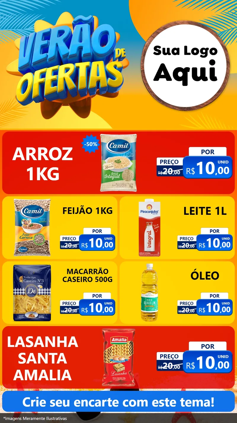Modelo de TV para TV Vertical com o tema Verão de Ofertas para Supermercado