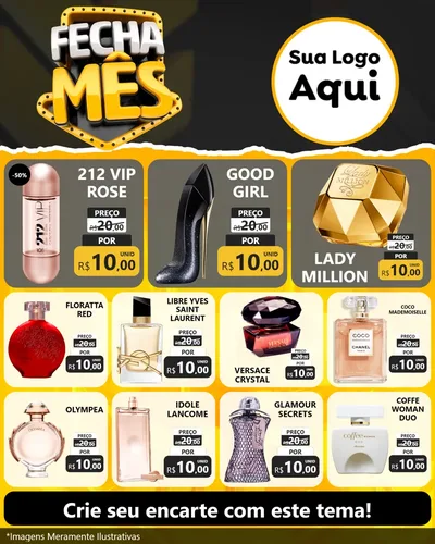 Modelo de Rede Social para Feed Instagram com o tema Fecha Mês para Perfumes