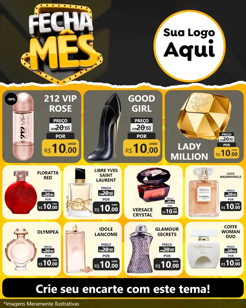 Modelo de Rede Social para Feed Instagram com o tema Fecha Mês para Perfumes
