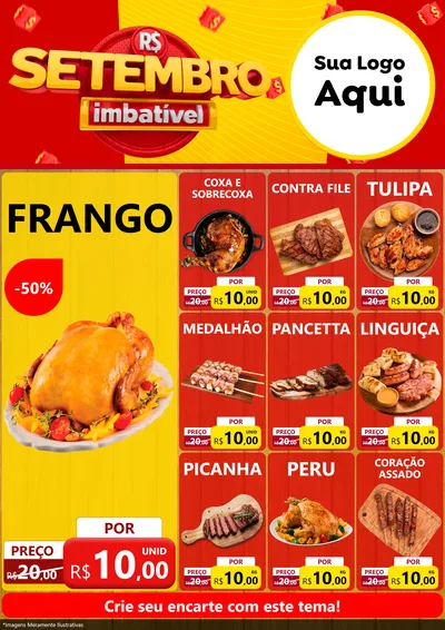 Modelo de Encarte para Encarte A4 Vertical com o tema Setembro Imbatível para Assados
