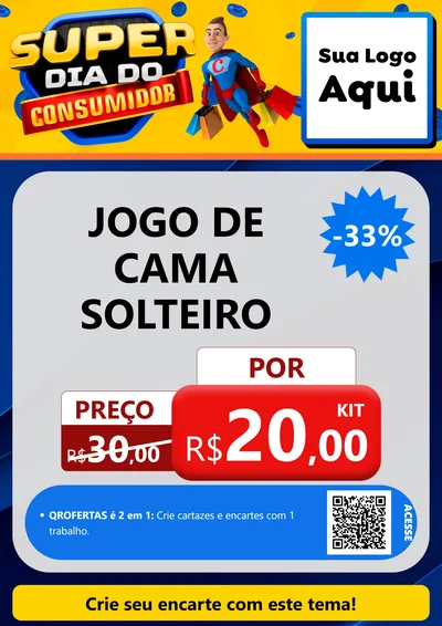 Modelo de Cartaz para Cartaz A4 Vertical com o tema Super Dia do Consumidor para Cama, Mesa e Banho