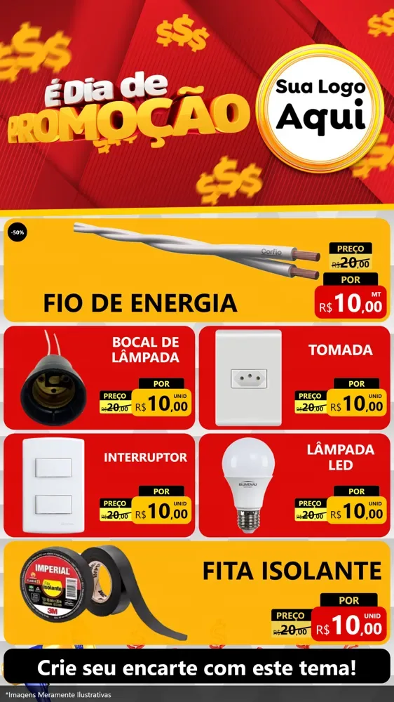 Modelo de TV para TV Vertical com o tema É Dia De Promoção para Materiais Elétricos