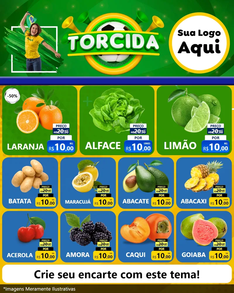Modelo de Rede Social para Feed Instagram com o tema Torcida para Hortifrúti