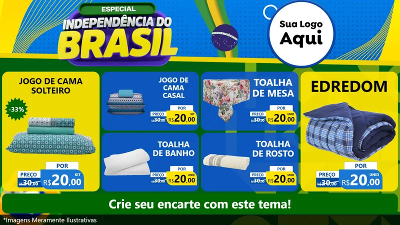 Modelo de TV para TV Horizontal com o tema Especial Independência do Brasil para Cama, Mesa e Banho