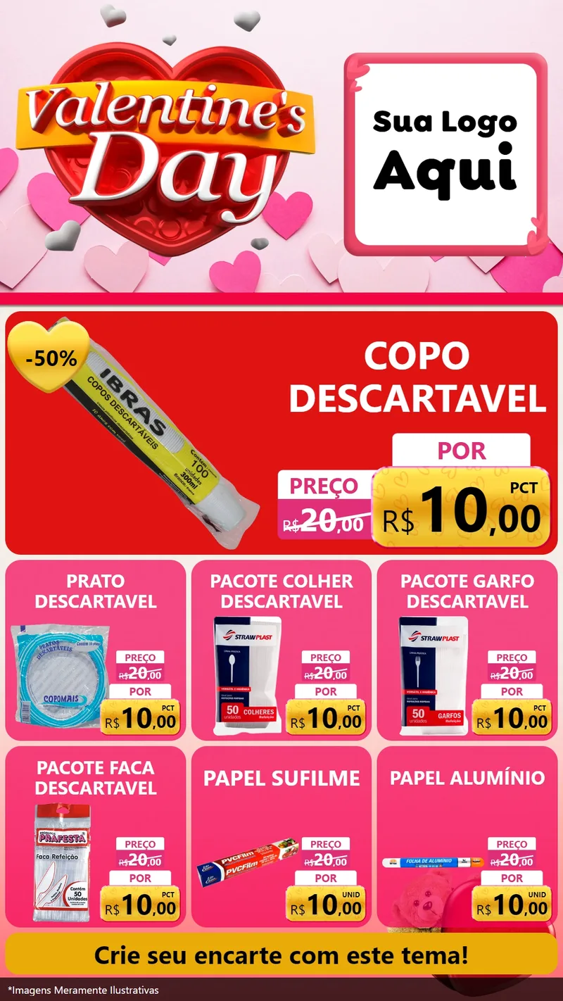 Modelo de Rede Social para Stories com o tema Valentine's Day para Embalagens