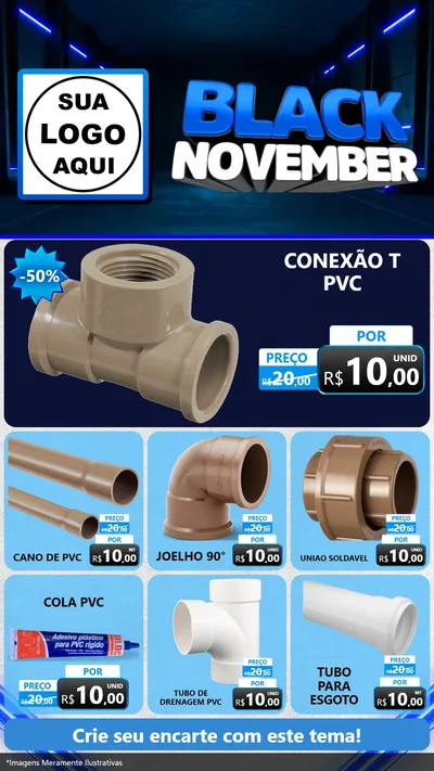 Modelo de Rede Social para Stories com o tema Black November para Tubos e conexões