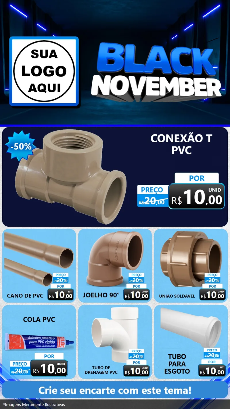 Modelo de Rede Social para Stories com o tema Black November para Tubos e conexões