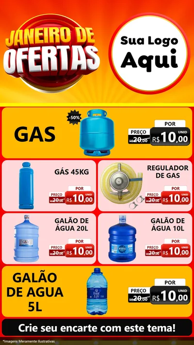 Modelo de TV para TV Vertical com o tema Janeiro de Ofertas para Água e gás
