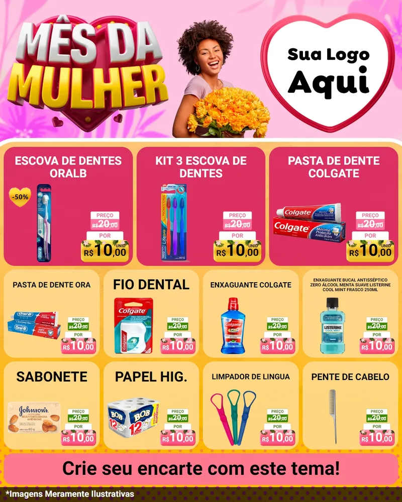 Modelo de Rede Social para Feed Instagram com o tema Mês da Mulher para Higiene Pessoal