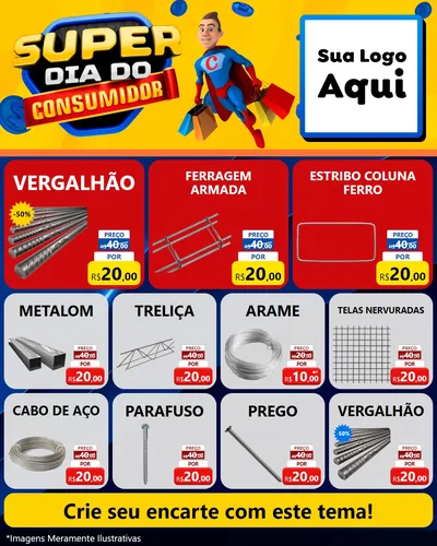 Modelo de Rede Social para Feed Instagram com o tema Super Dia do Consumidor para Ferragens