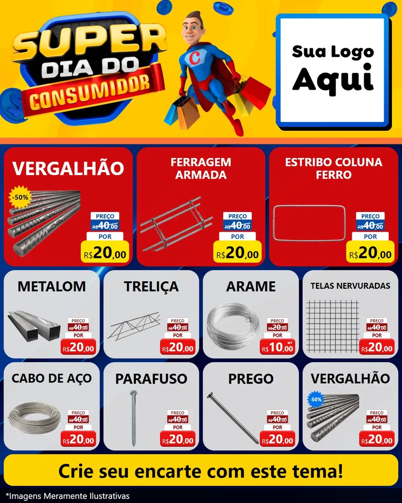 Modelo de Rede Social para Feed Instagram com o tema Super Dia do Consumidor para Ferragens