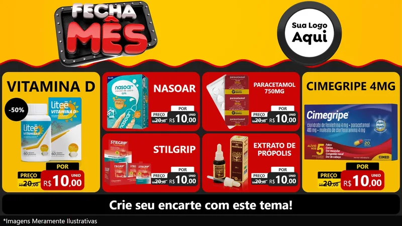 Modelo de TV para TV Horizontal com o tema Fecha Mês para Farmácia