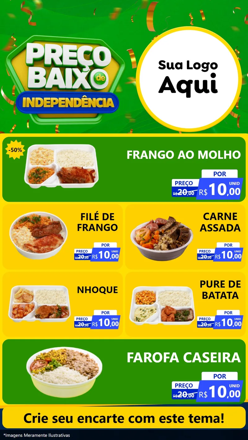 Modelo de TV para TV Vertical com o tema Preço Baixo de Independência para Restaurante