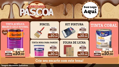 Modelo de TV para TV Horizontal com o tema Ofertas de Páscoa para Tintas e Ferramentas